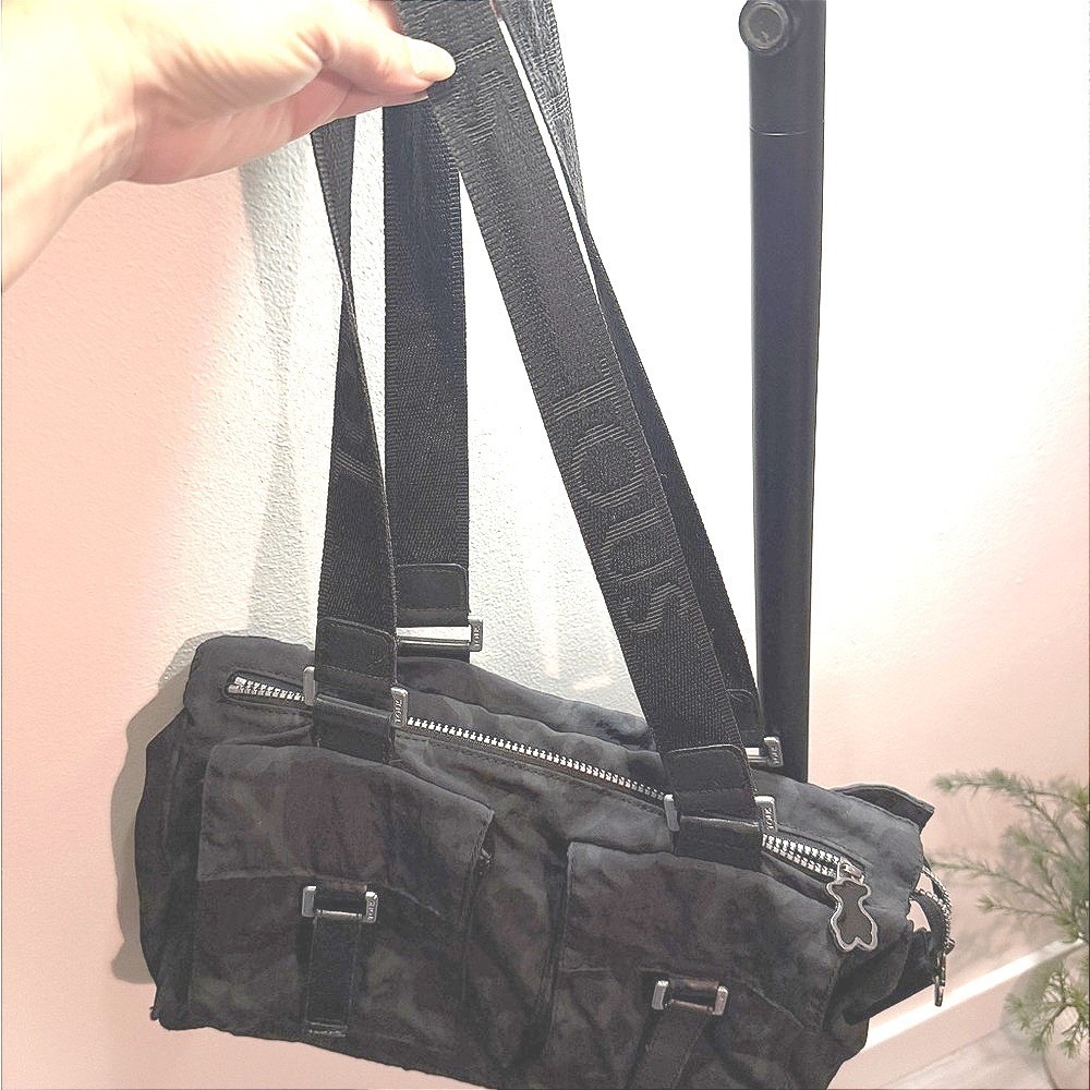 Tous Bear tote iconic black patterned medium carryall purse fun designer bags sm
